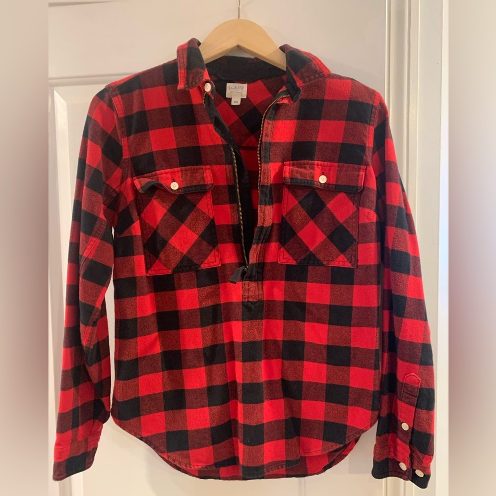 J.Crew buffalo check half zip flannel